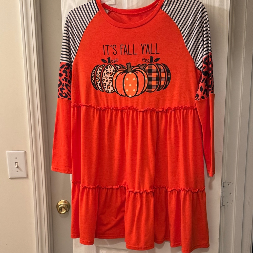 Orange Fall Graphic Dress